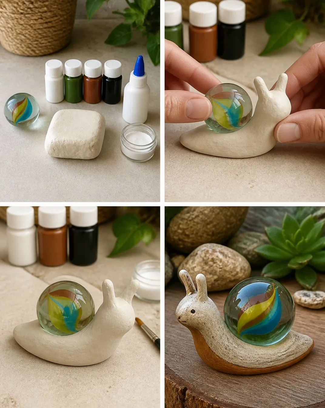 Marble Snail Garden Decor Becomes Cozy 2 Marble Snail Garden Decor