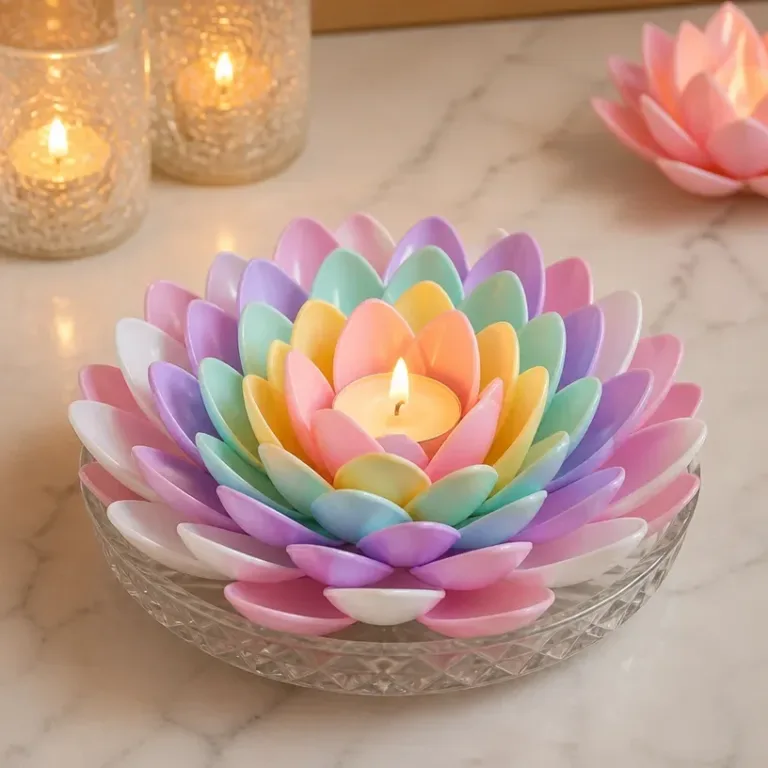 Pastel Spoon Lotus Candle Holder for elegant home decor and ambiance.