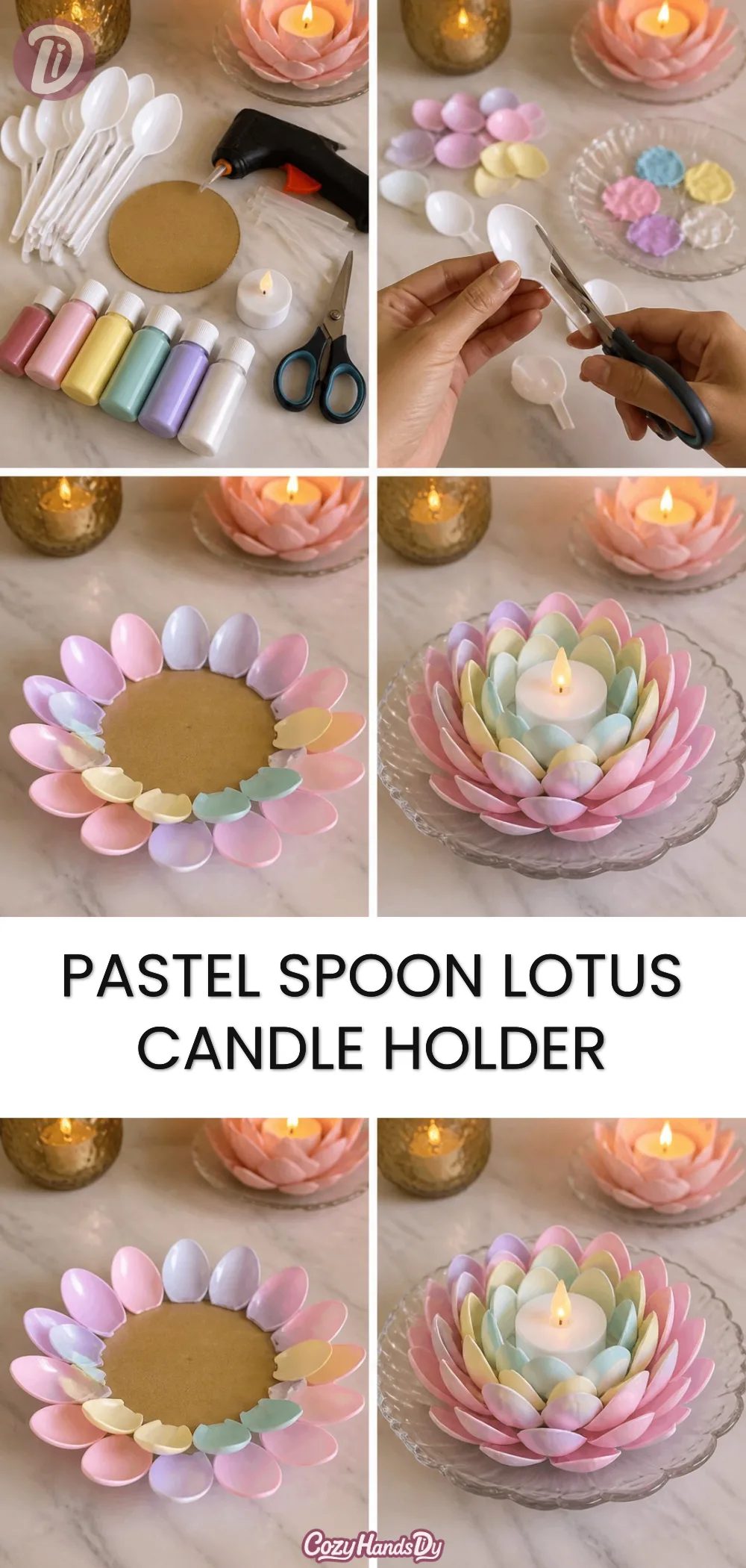 Pastel Spoon Lotus Candle Holder