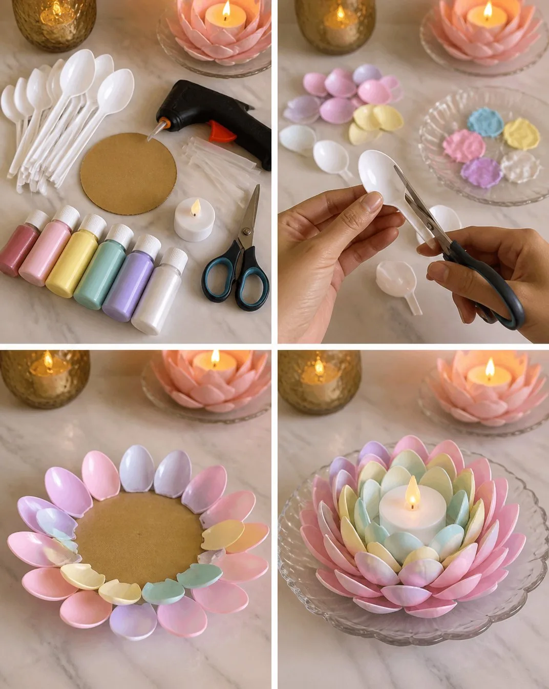 Pastel Spoon Lotus Candle Holder