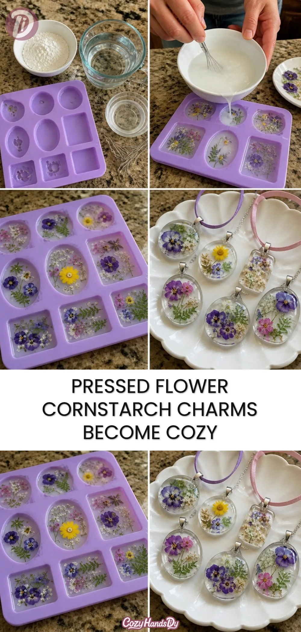 Pressed Flower Cornstarch Charms Become Cozy