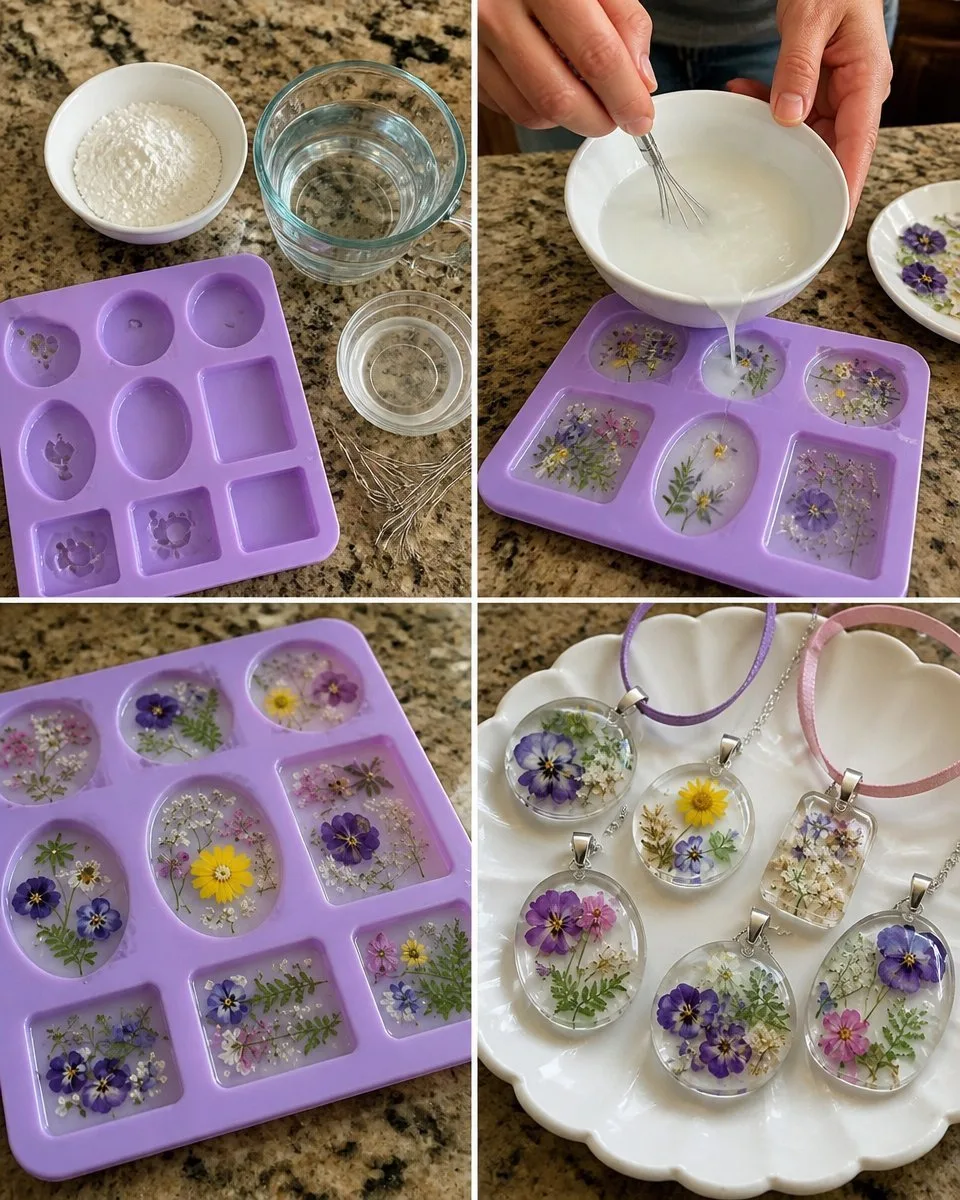 Pressed Flower Cornstarch Charms