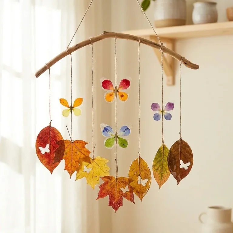 Colorful Rainbow Butterfly Fall Leaf Mobile hanging decoration