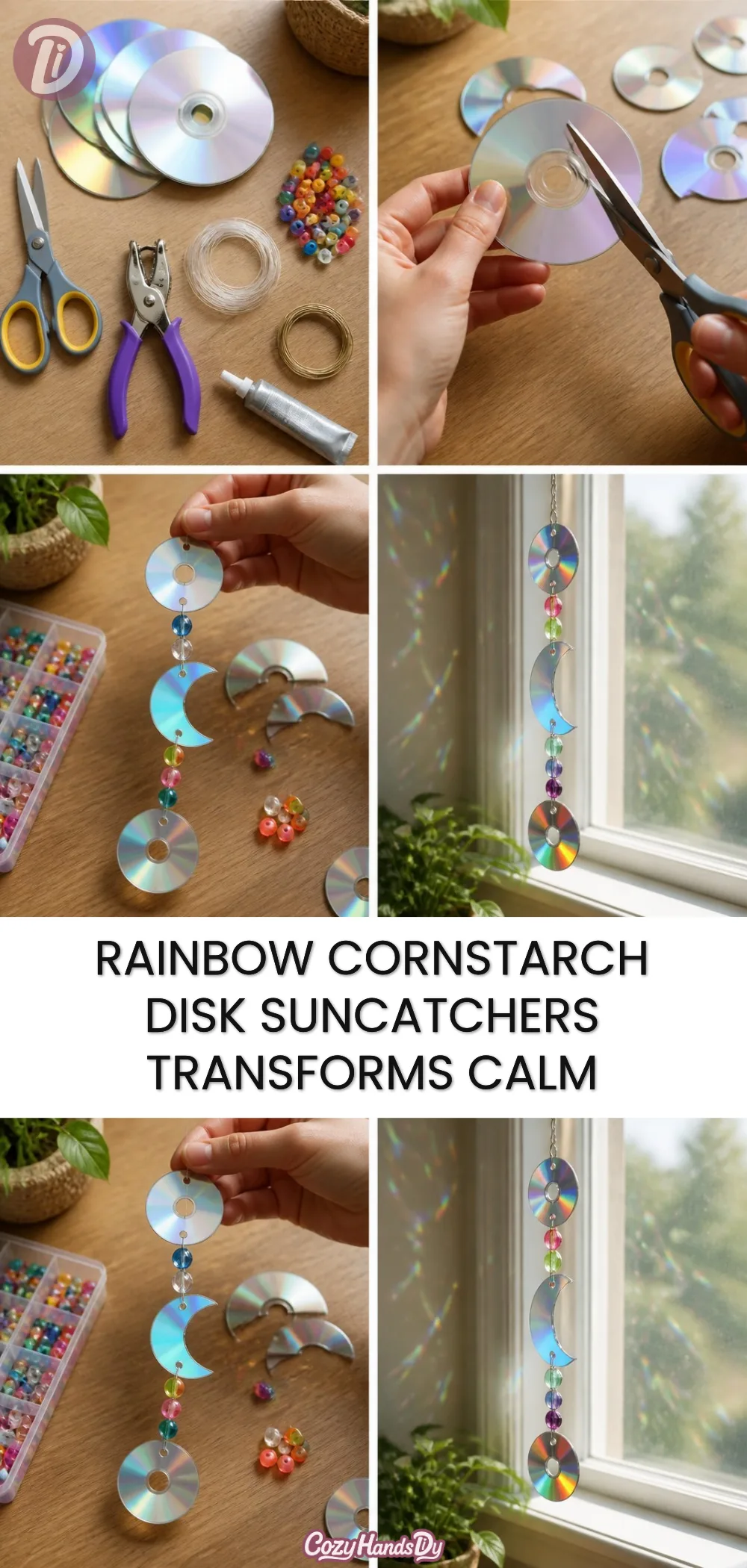 Rainbow Cornstarch Disk Suncatchers Transforms Calm