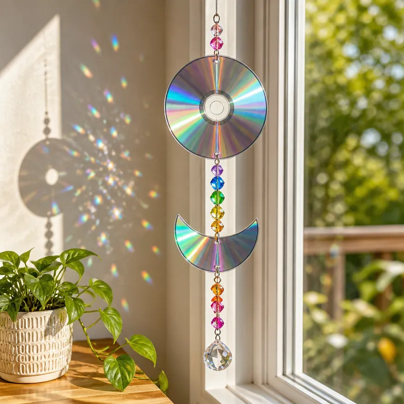 Rainbow Cornstarch Disk Suncatchers Transforms Calm