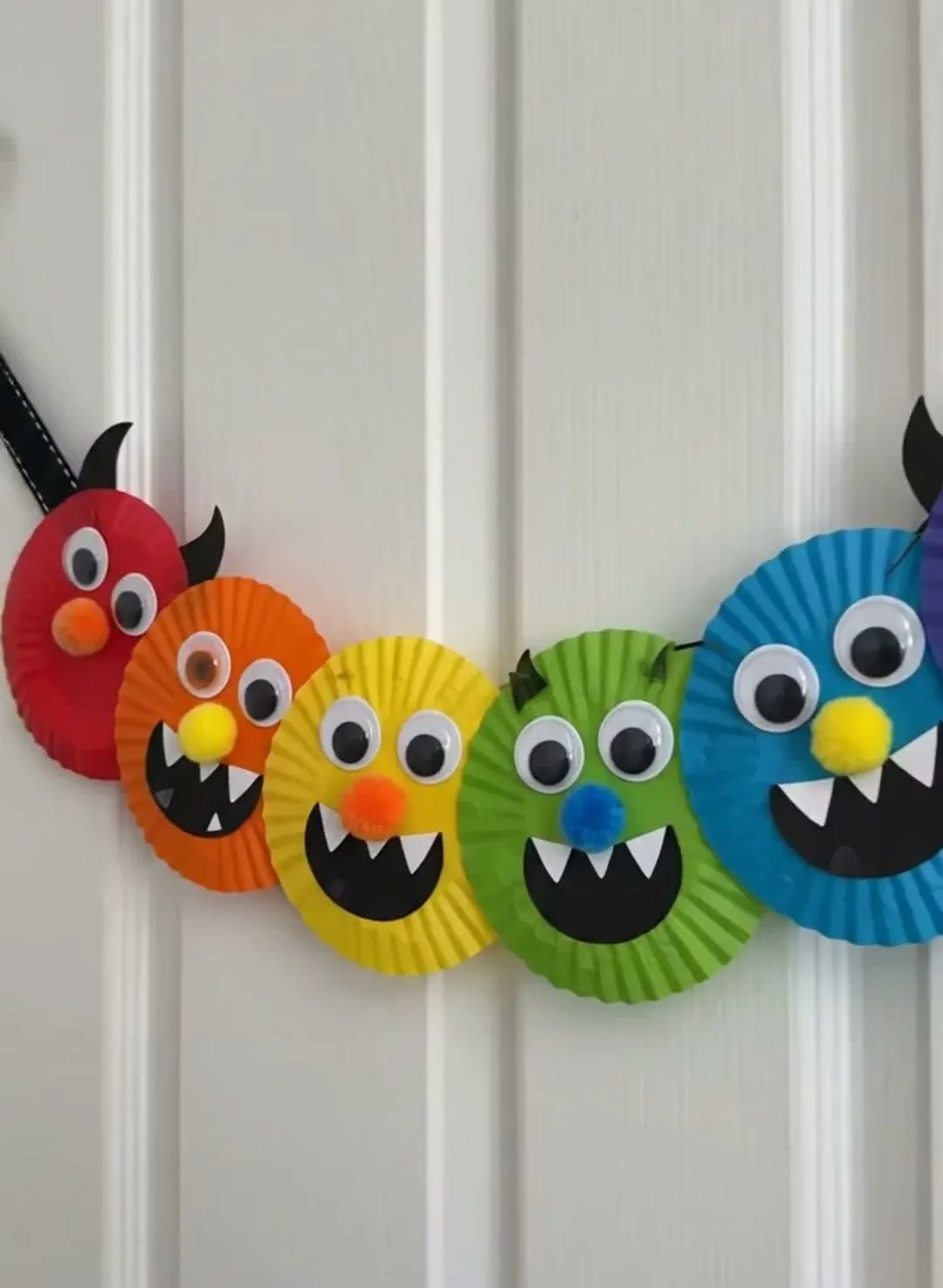 Rainbow Cupcake-Liner Monster Door Garland Becomes Decor