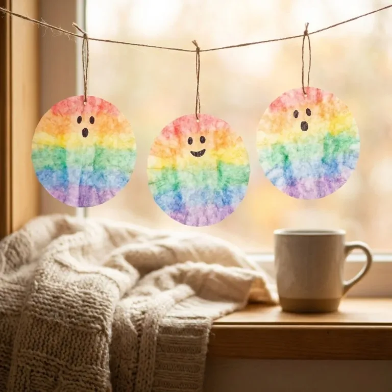 Rainbow Ghost Coffee Filter Suncatchers bringing colorful light into the room