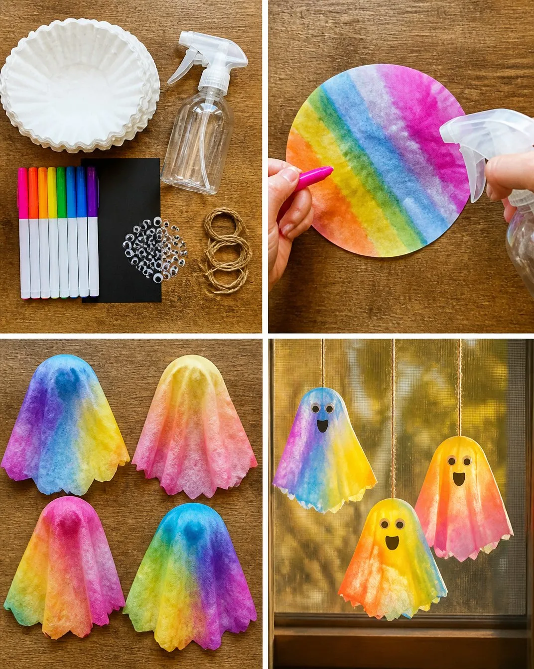 Rainbow Ghost Coffee Filter Suncatchers