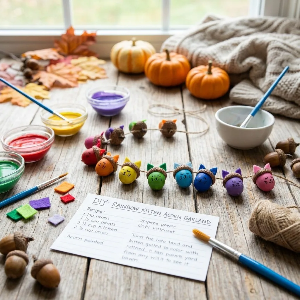 Rainbow Kitten Acorn Garland