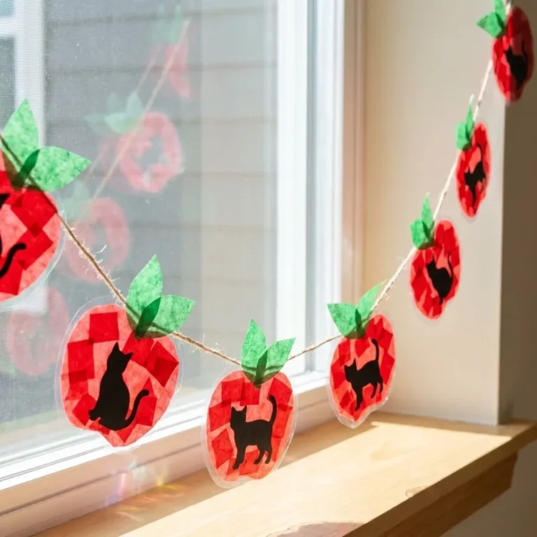 Rainbow Kitten Apple Suncatcher Garland for vibrant indoor decor