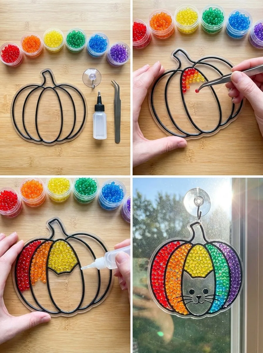 Rainbow Kitten Pumpkin Suncatcher Becomes Cozy 5 Rainbow Kitten Pumpkin Suncatcher