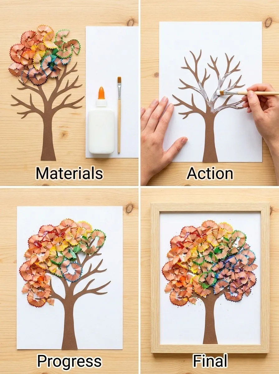 Rainbow Pencil-Shaving Fall Tree Art 5 Rainbow Pencil-Shaving Fall Tree Art