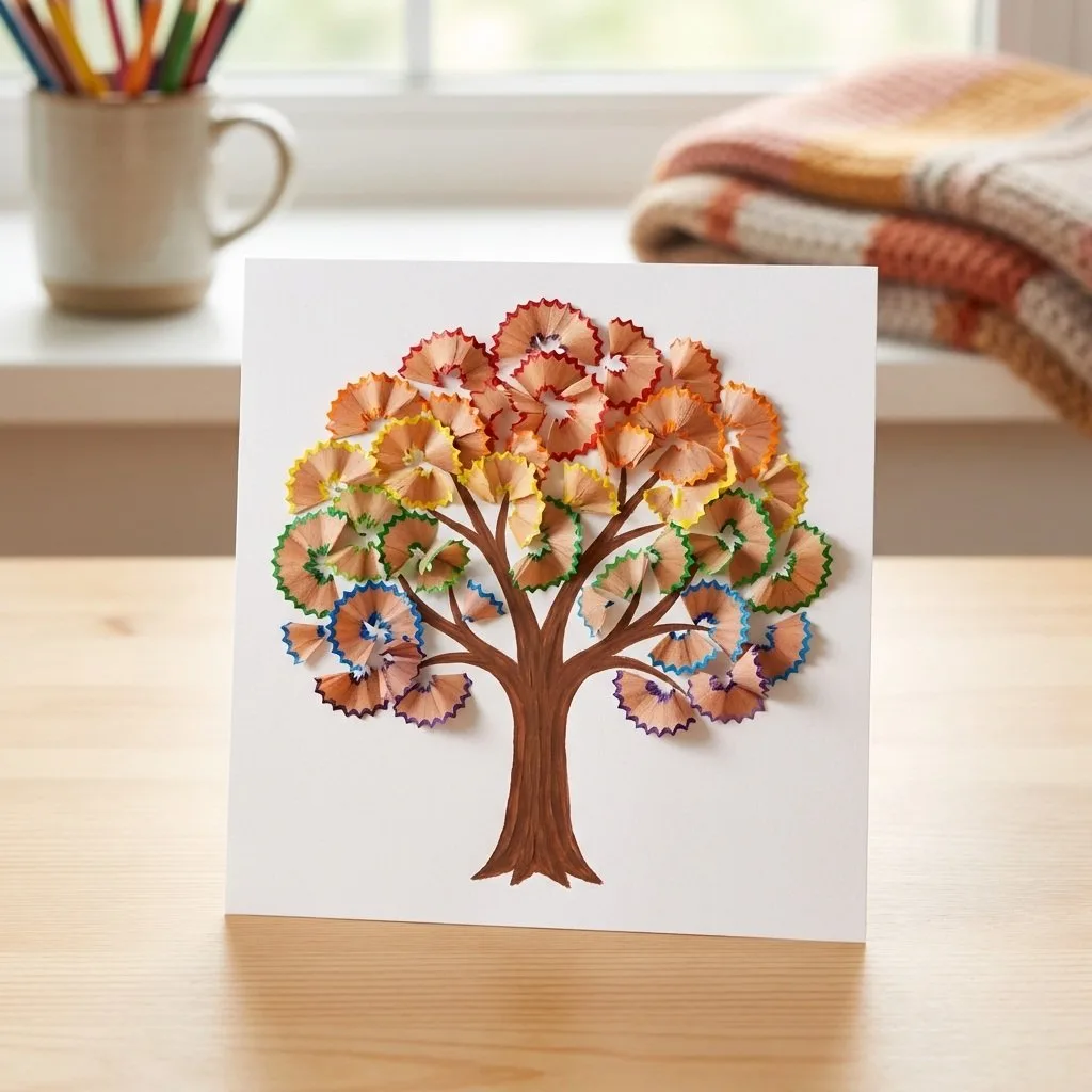 Rainbow Pencil-Shaving Fall Tree Art 6 Rainbow Pencil-Shaving Fall Tree Art