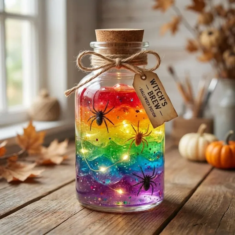 Rainbow Potion Bottle Halloween Lantern showcasing vibrant colors for festive decor