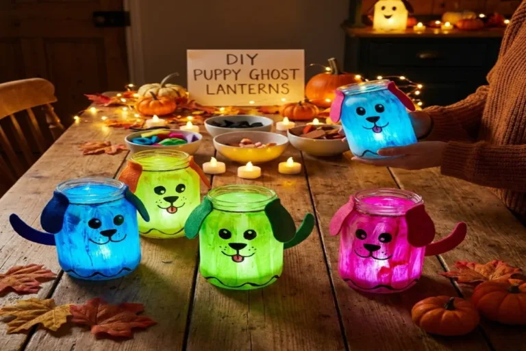 Cozy Rainbow Puppy ghost lanterns for festive home decor