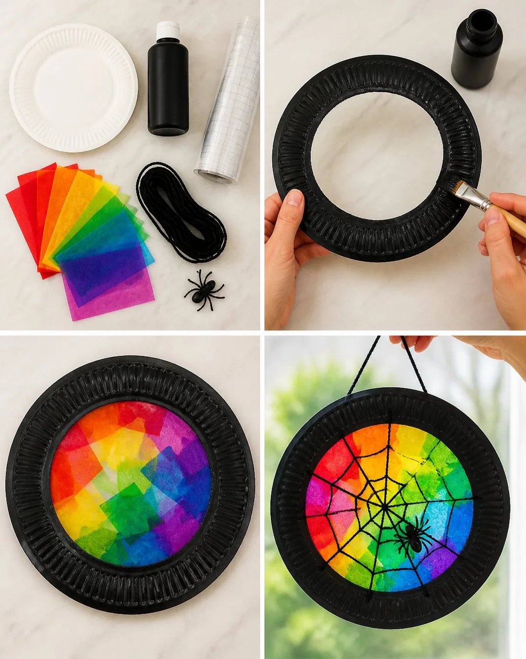 Rainbow Spiderweb Paper-Plate Suncatcher