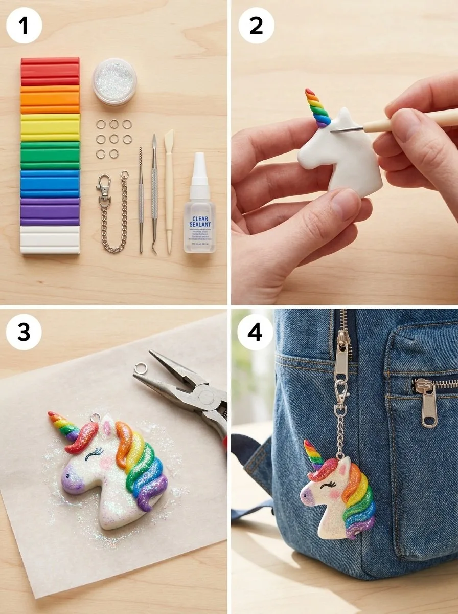 Rainbow Unicorn Backpack Charm