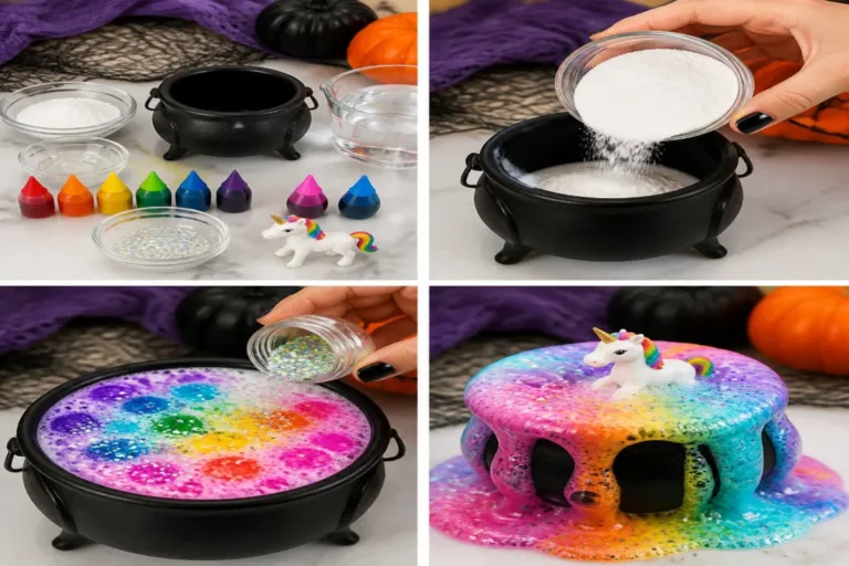 Colorful Rainbow Unicorn Pumpkin Fizz Cauldron bubbling with vibrant colors