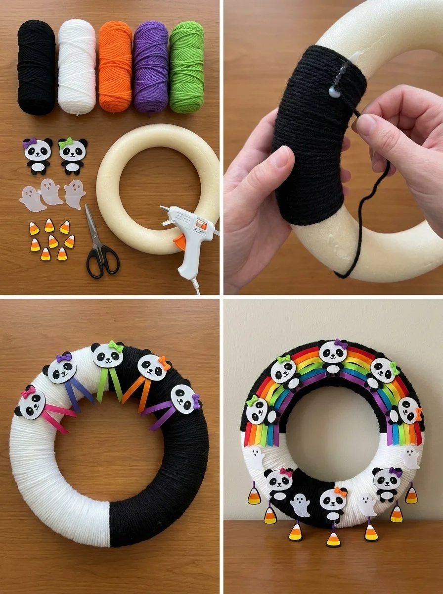 Spooky-Cute Rainbow Panda Ghost Wreath 5 Spooky-Cute Rainbow Panda Ghost Wreath