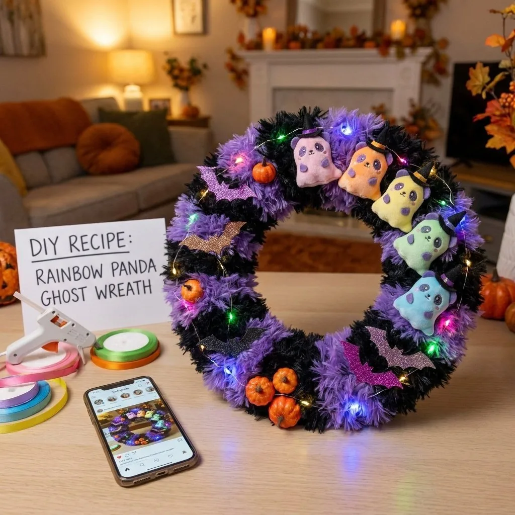 Spooky-Cute Rainbow Panda Ghost Wreath 7 Spooky-Cute Rainbow Panda Ghost Wreath