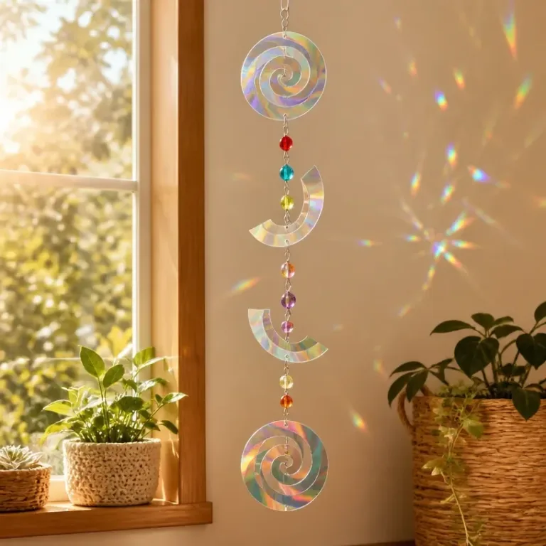 Colorful swirled glue sun catchers creating joyful sunlight patterns
