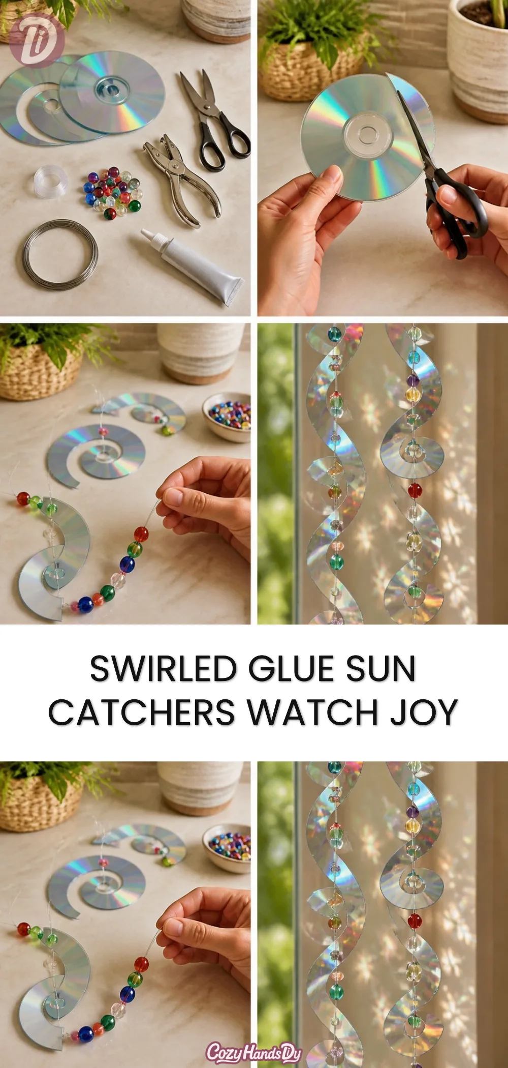 Swirled Glue Sun Catchers Watch Joy