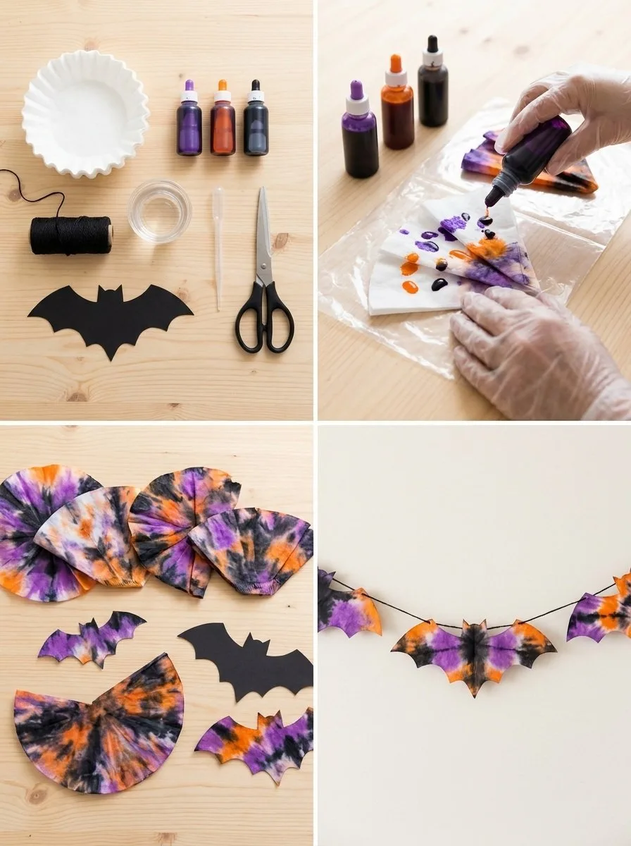 Tie-Dye Coffee Filter Bat Garland
