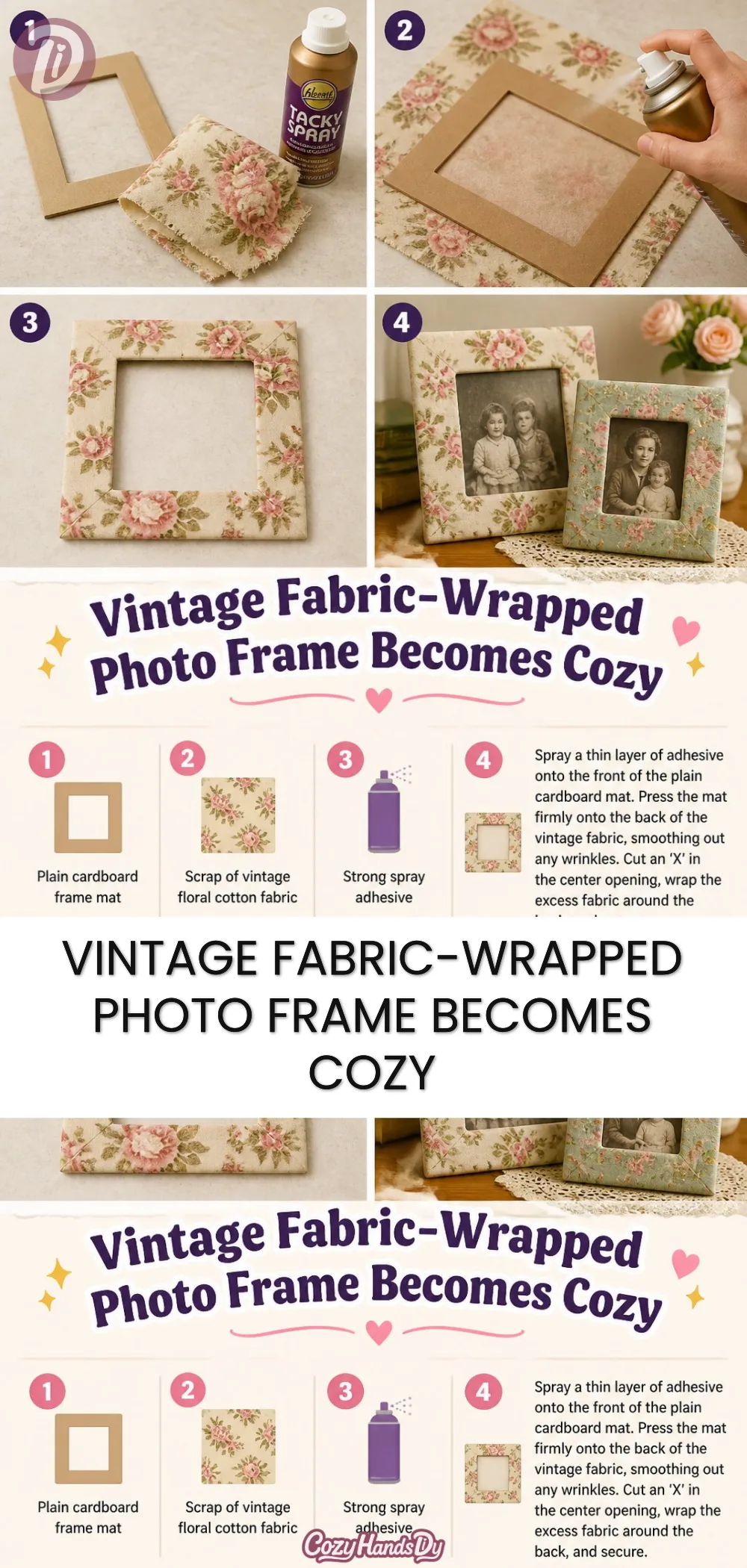 Vintage Fabric-Wrapped Photo Frame Becomes Cozy