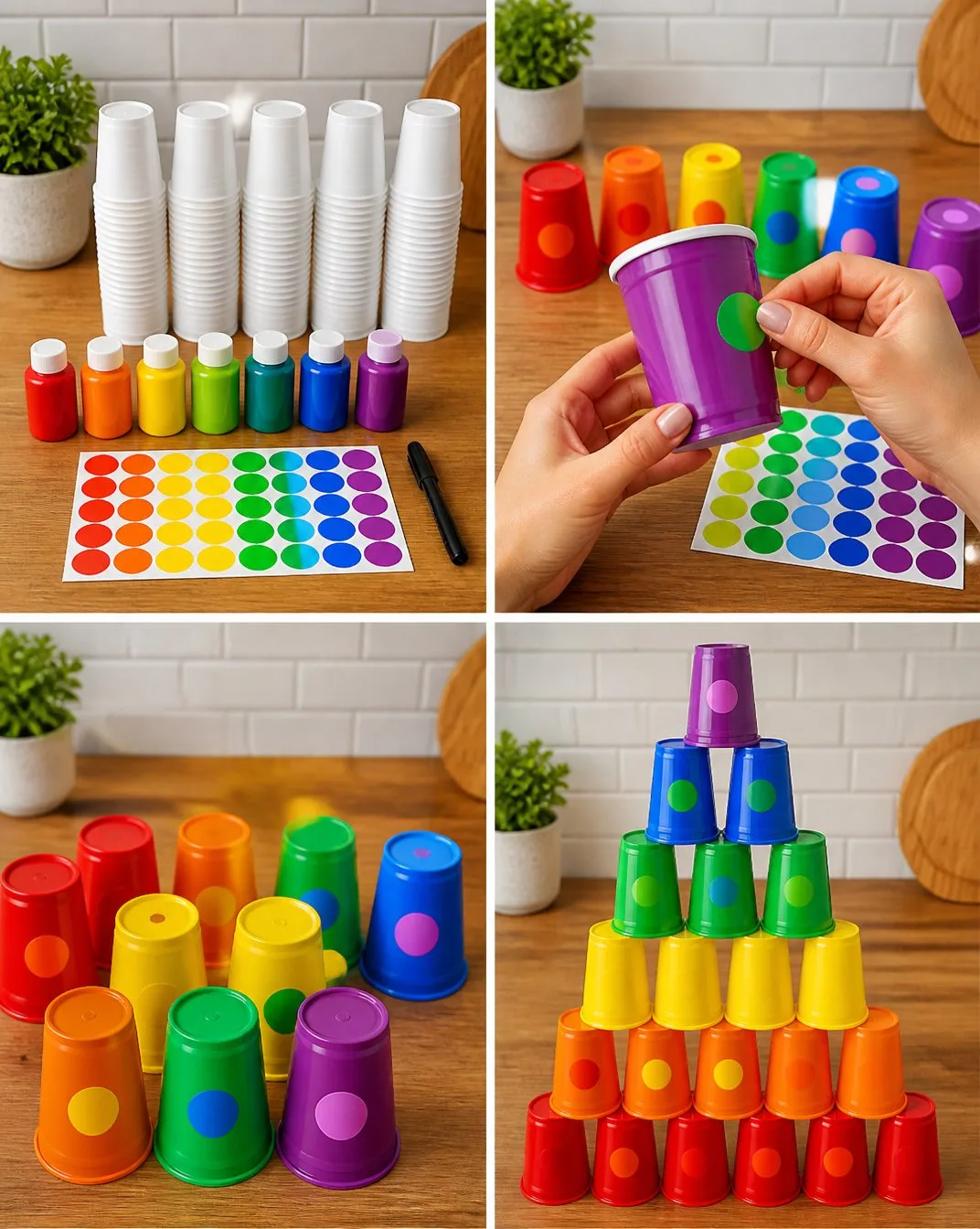 Build a Rainbow Cup Tower: A Stackable Plastic Cup Challenge 6 Build a Rainbow Cup Tower: A Stackable Plastic Cup Challenge