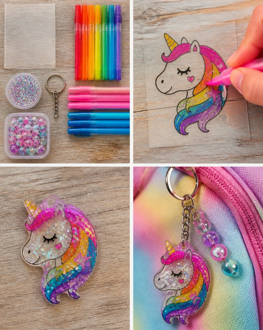Clear Rainbow Unicorn Backpack Charm Craft 6 Clear Rainbow Unicorn Backpack Charm Craft
