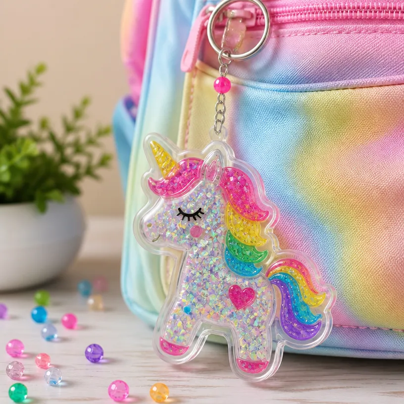 Clear Rainbow Unicorn Backpack Charm Craft 7 Clear Rainbow Unicorn Backpack Charm Craft