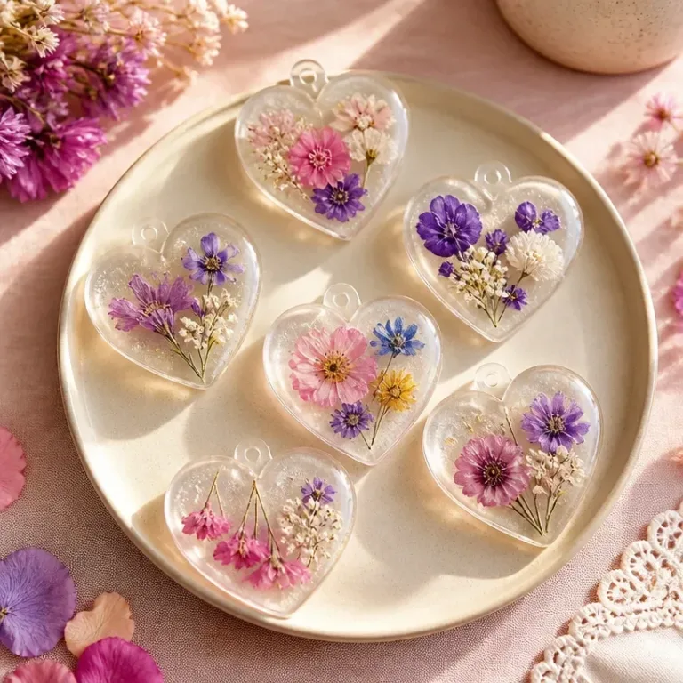 Home 10 Cozy Cornstarch Glass Floral Hearts for charming home decor.
