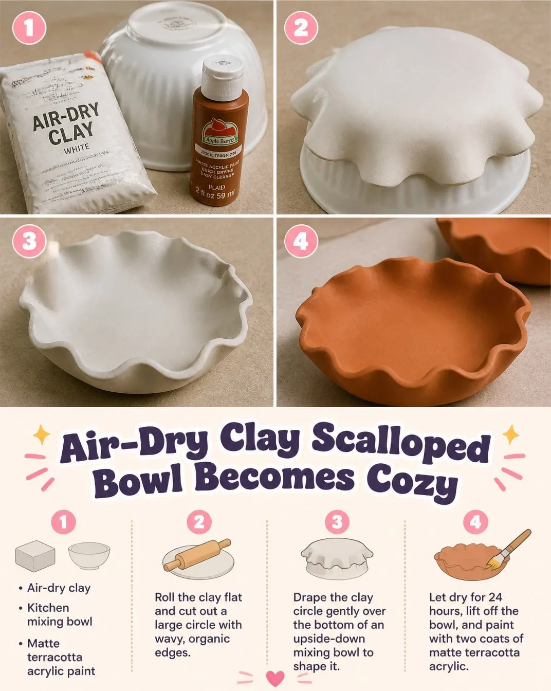 Create a Scalloped Bowl with Air-Dry Clay: Step-by-Step Tutorial