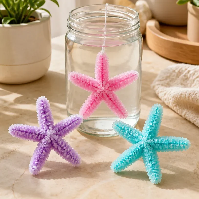 Crystal pipe-cleaner starfish decor showcasing its calming and cozy design.