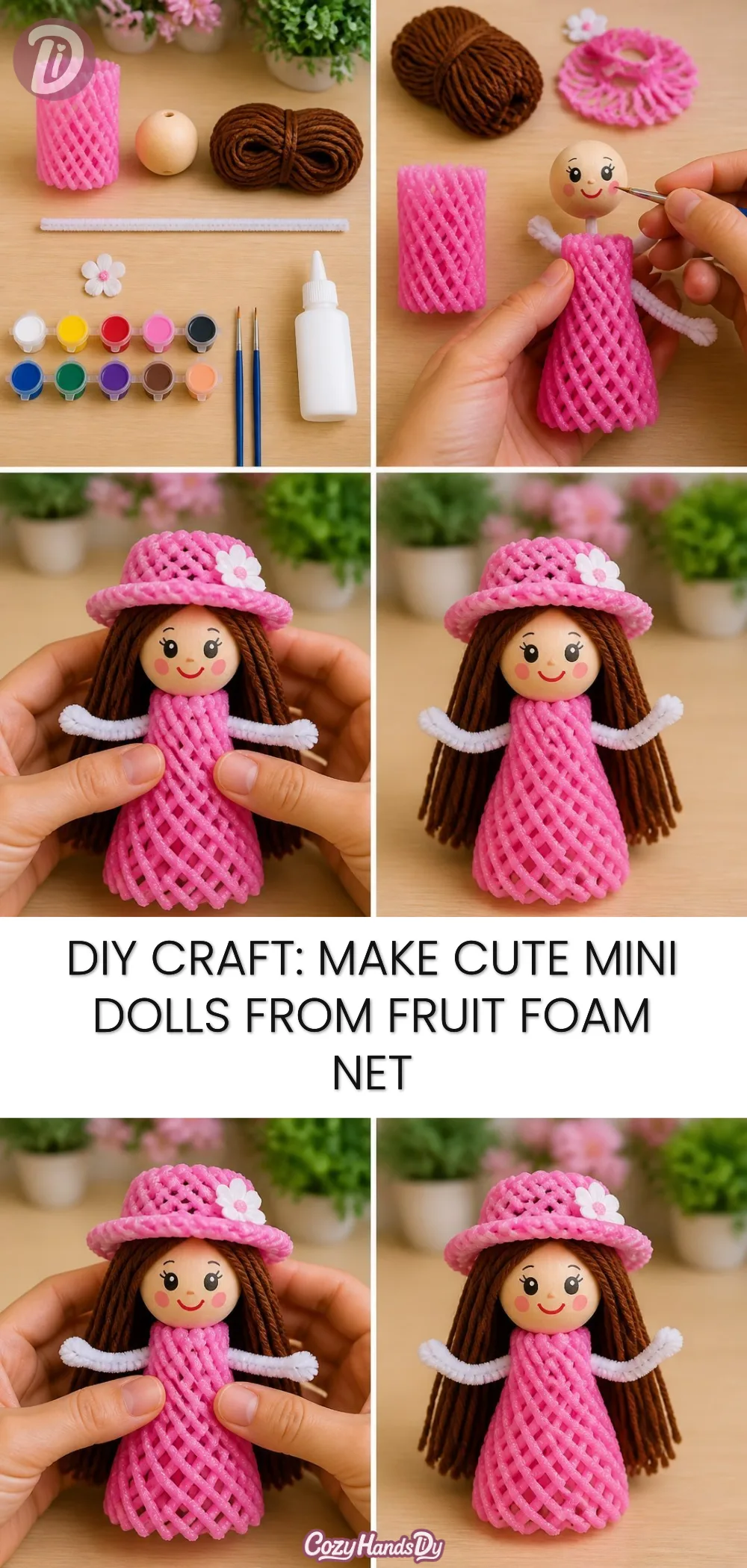 DIY Craft: Make Cute Mini Dolls from Fruit Foam Net