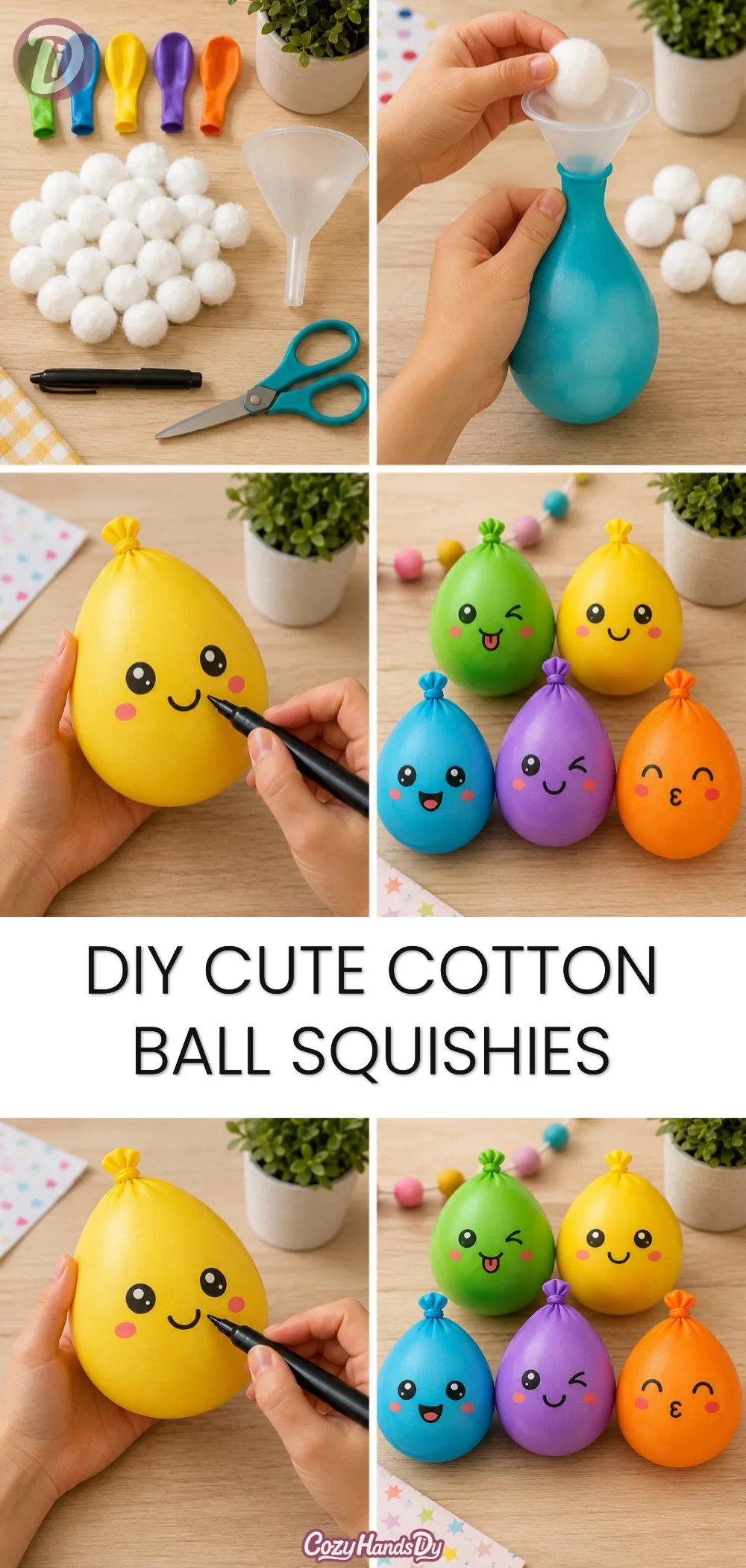 DIY Cute Cotton Ball Squishies