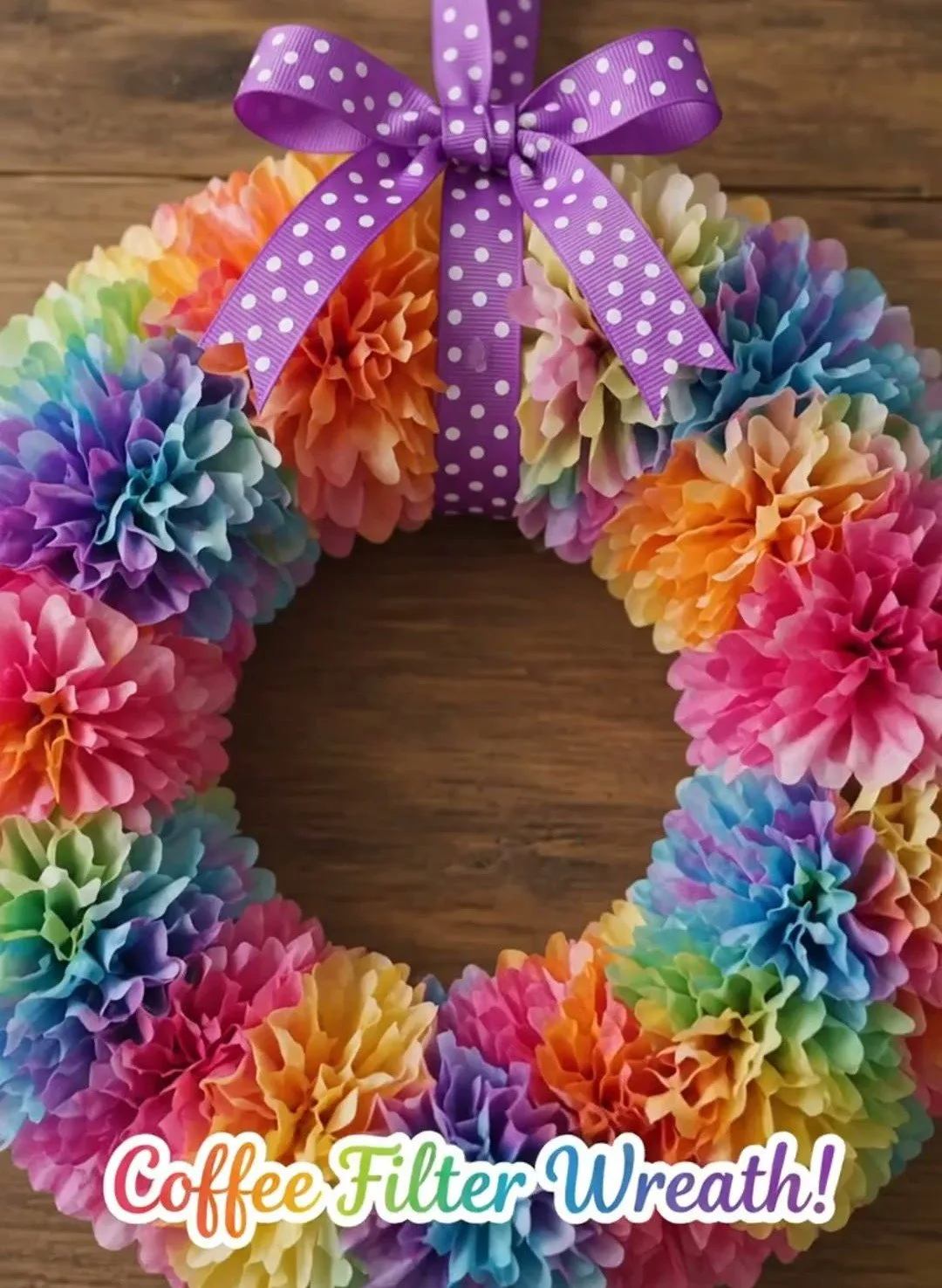 DIY Multicolor Coffee Filter Flower Wreath 6 DIY Multicolor Coffee Filter Flower Wreath