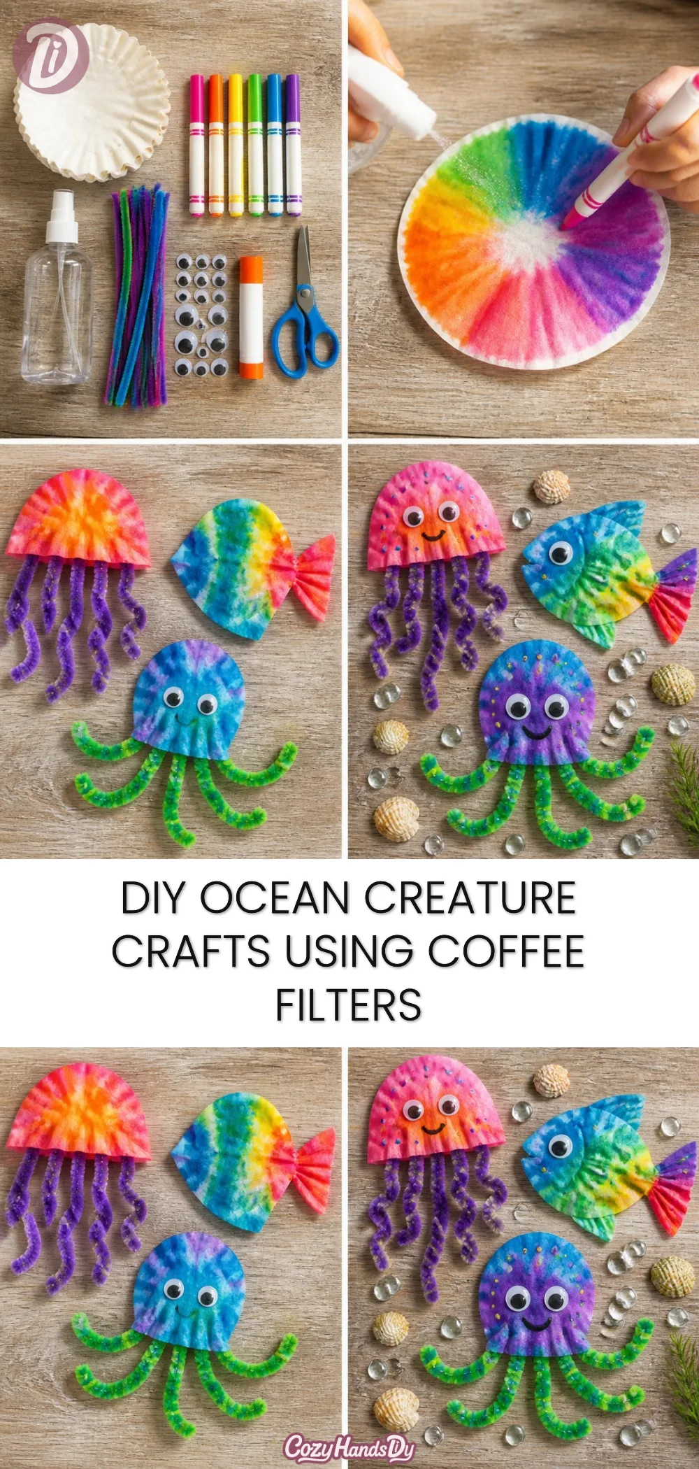 DIY Ocean Creature Crafts Using Coffee Filters