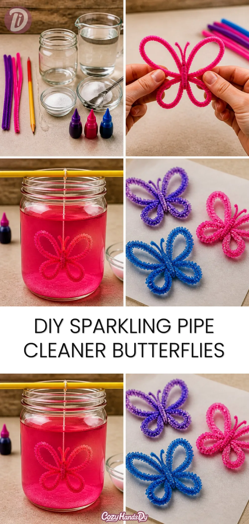 DIY Sparkling Pipe Cleaner Butterflies