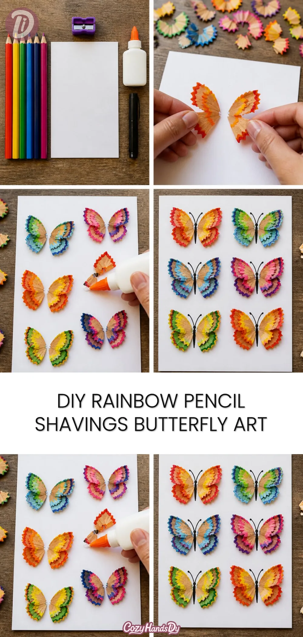 DIY Rainbow Pencil Shavings Butterfly Art