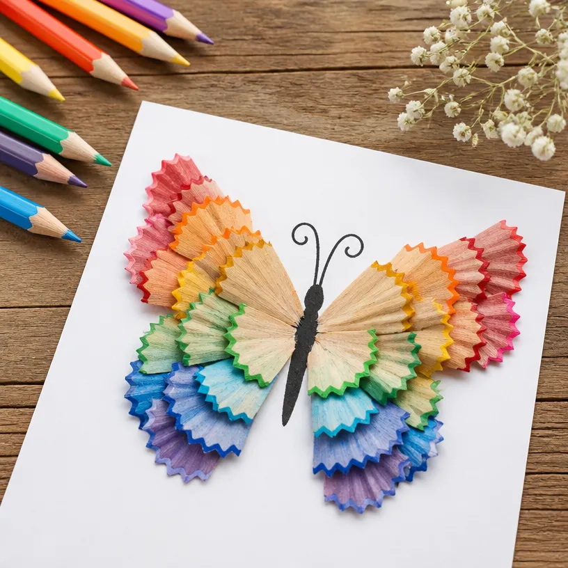 DIY Rainbow Pencil Shavings Butterfly Art 7 DIY Rainbow Pencil Shavings Butterfly Art