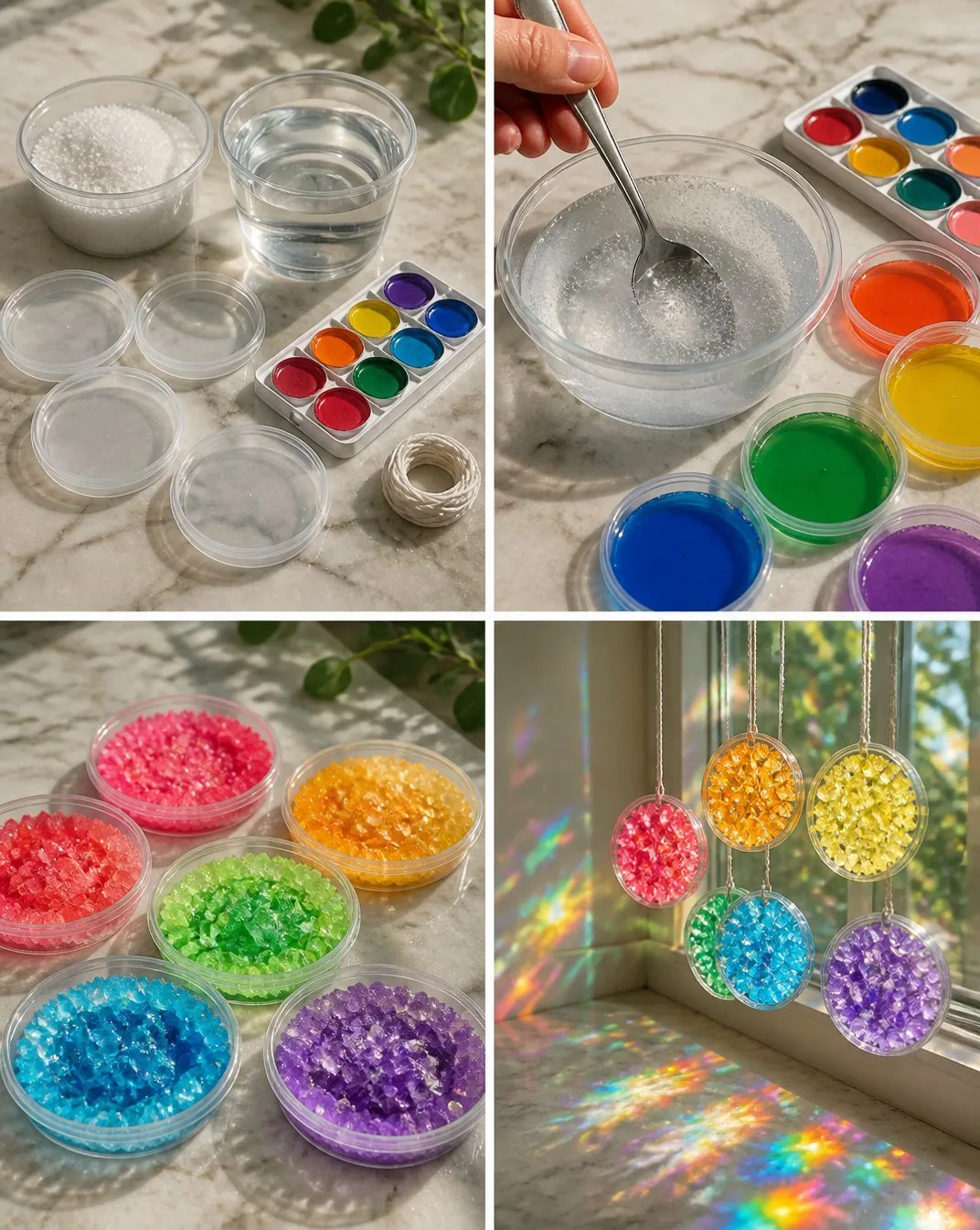 DIY Rainbow Salt Crystal Window Decor 6 DIY Rainbow Salt Crystal Window Decor