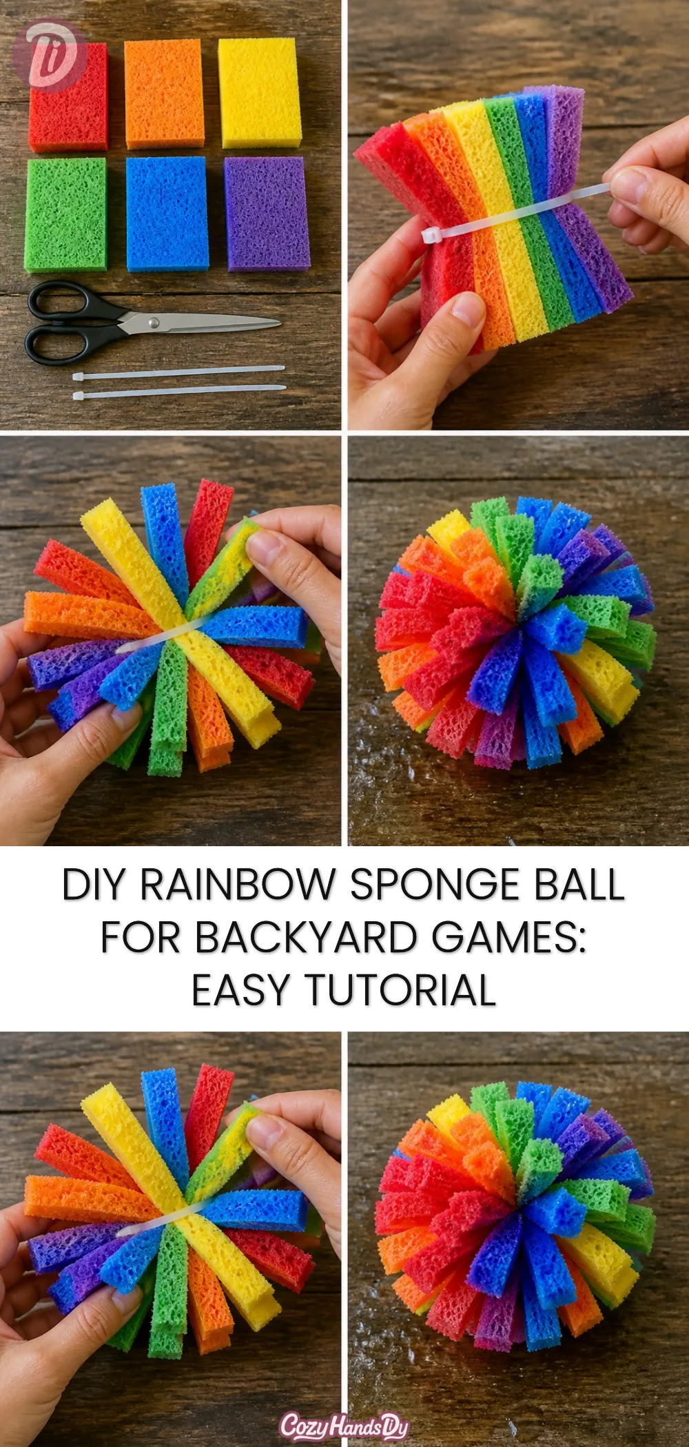 DIY Rainbow Sponge Ball for Backyard Games: Easy Tutorial