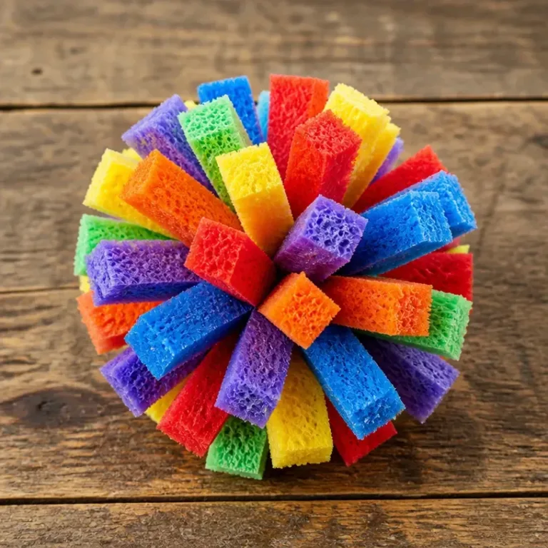 Colorful DIY rainbow sponge ball for backyard games tutorial