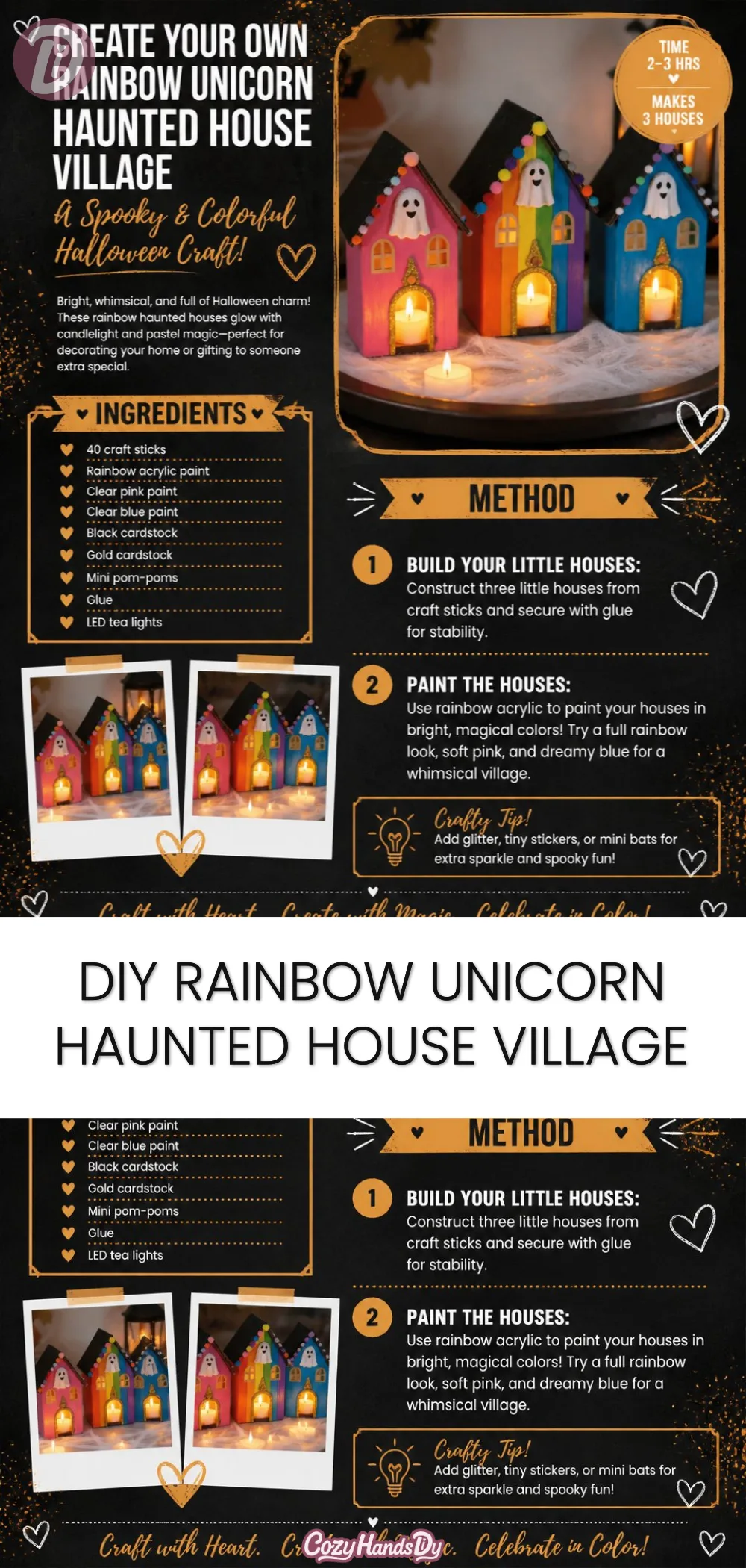 DIY Rainbow Unicorn Haunted House Village
