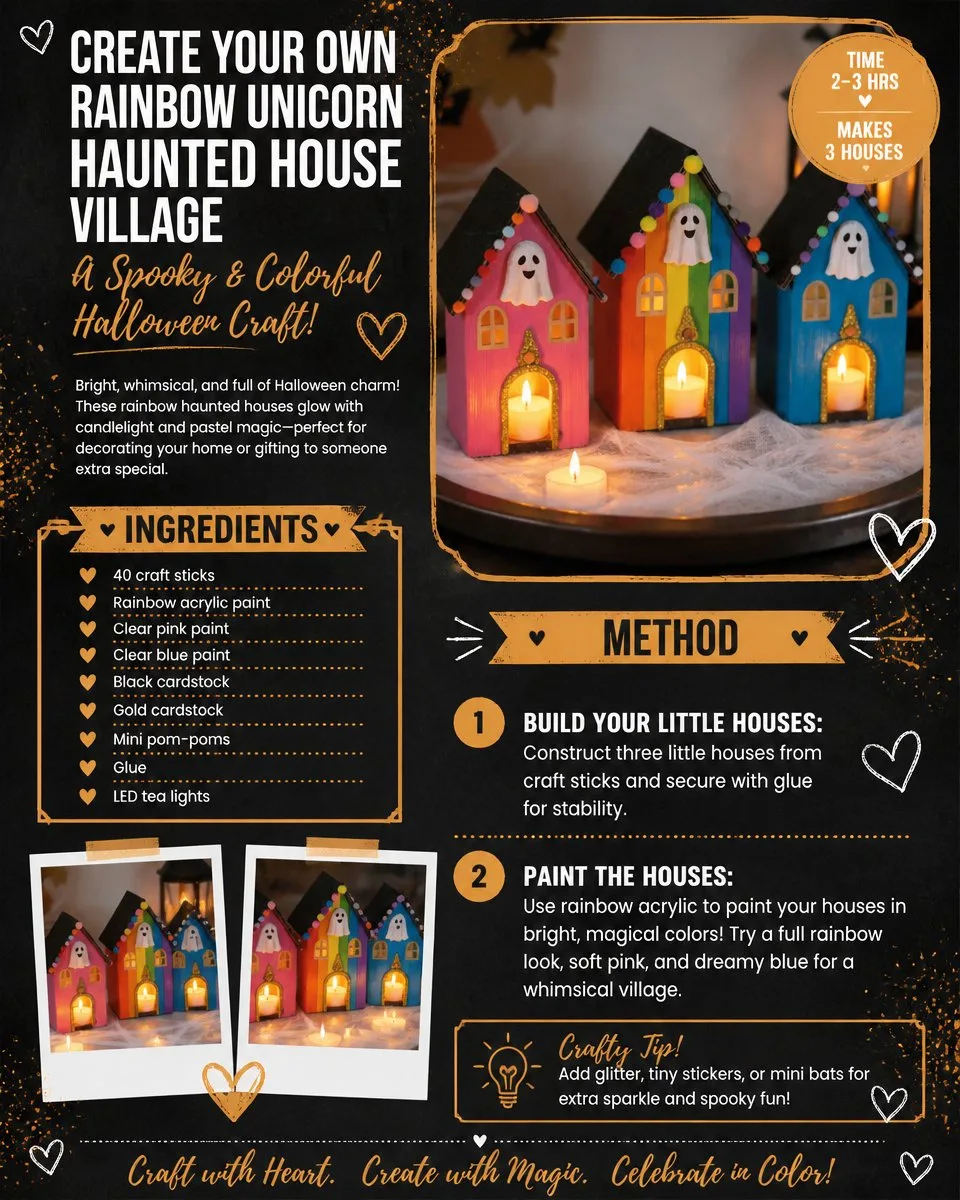 DIY Rainbow Unicorn Haunted House Village
