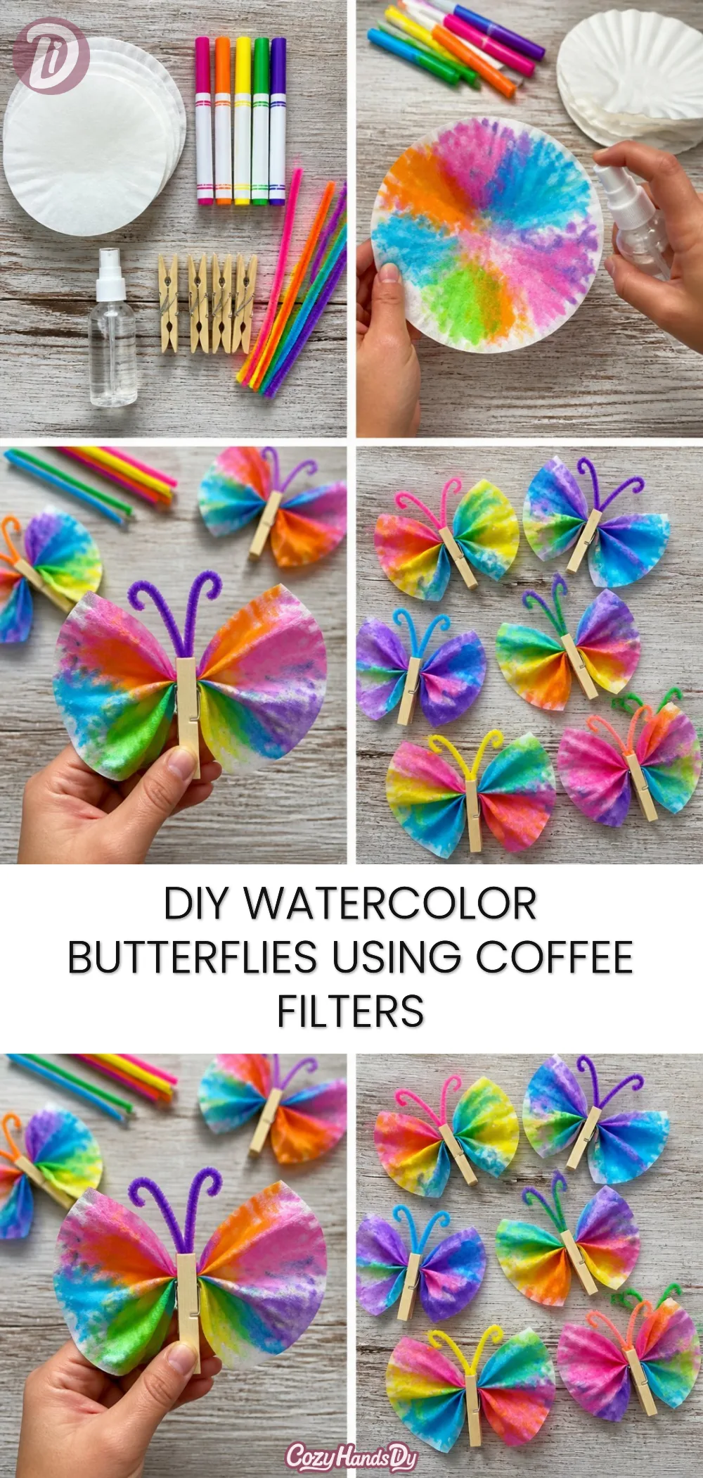 DIY Watercolor Butterflies Using Coffee Filters