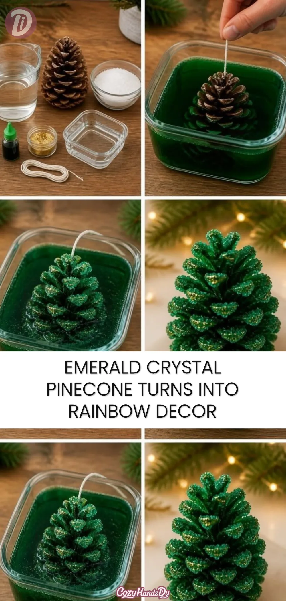 Emerald Crystal Pinecone Turns Into Rainbow Decor