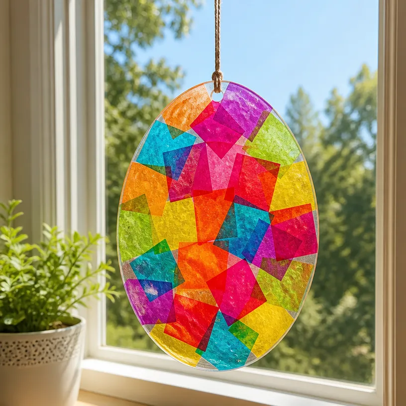Fake Stained-Glass Window Suncatcher Becomes Cozy 7 Fake Stained-Glass Window Suncatcher