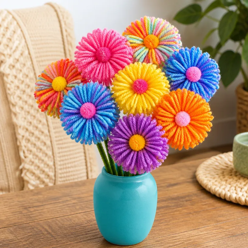 Fork Pom-Pom Flower Bouquet DIY